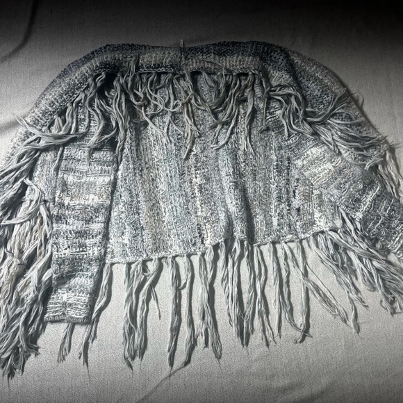 Free People Wool Alpaca Blend Knit Fringe Open Front Boho Cardigan - Picture 8 of 8